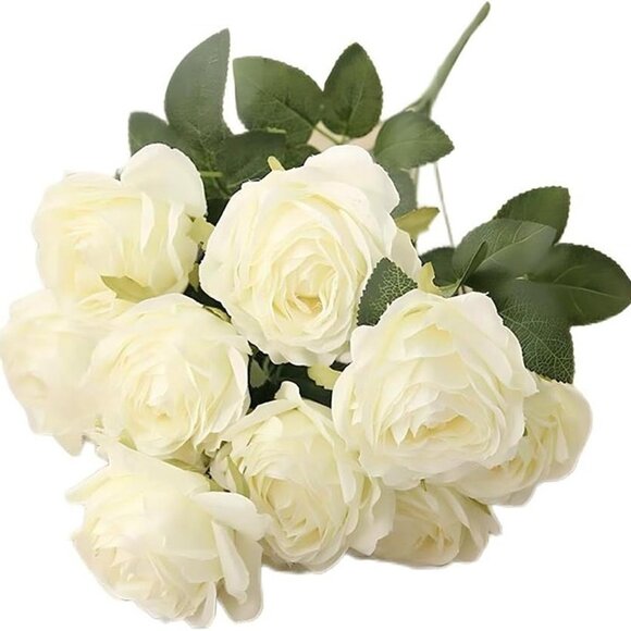 NEW Artificial Roses 10 Heads 2.8" Flowers Arrangement Silk Bouquet - Picture 6 of 8